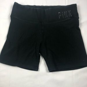 PINK Brand yoga Short black size S/P pink in fax leather on waistband .